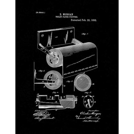 Toilet Paper Holder Patent Print Black Matte (8" x 10") M13109