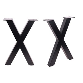 ECLV 18" Dining Bench Legs, X-Shaped Steel Table Legs - Set of 2, Black