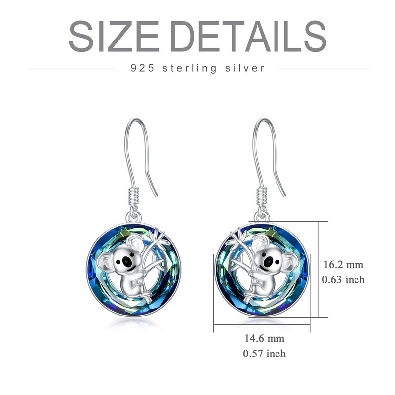 TOUPOP Koala Earrings - Sterling Silver Koala Bear Dangle Drop
