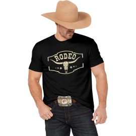 Western Cowboy Rodeo Shirts Mens Vintage Cow Skull Graphic Tees Boho Country Concert Music T-Shirts Sleeveless Cotton BlendColor: Black, Size: 2 XL