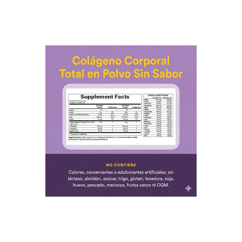 Totalbody Colageno Polvo Peptidos Bioactivos Natural Factors Sin Sabor