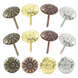 Auvotuis 200PCS 4 Colors Upholstery Decorative Tacks, Antique Furniture DIY Nails Upholstery Daisy Stud Assortment Kit for Sofa, Door and Craft (11 * 16MM)