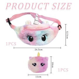 1 x Cartoon Animal Belt Bag and 1 x Coin Purse, Plush Belt Bag, Cute Girls Belt Bag, Interesting Belt Bag, pink, Unit size, Modern