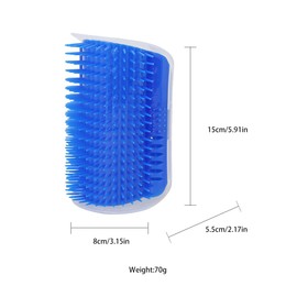 Magik Pet Cat Self Groomer Brush Wall Corner Mount Grooming Massage Comb Toy Catnip (2 Pack, Blue)