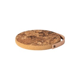 Casafina 8" Cork Trivet with Leather Handle - Cork Collection, Natural | Heat Safe Tableware | Natural Portuguese Cork Material | Restaurant Quality Serveware
