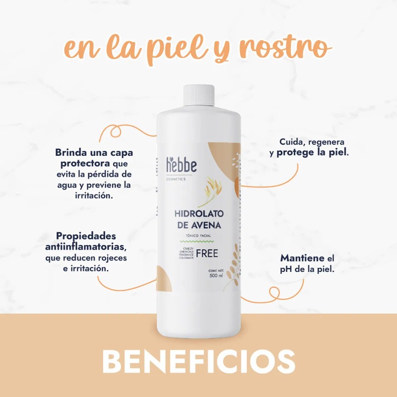 Hebbe Hidrolato Avena 500ml Tónico Calmante Piel Cabello