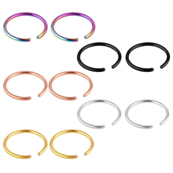 Tucnoeu 10 Stück Edelstahl Fake Nose Ring 8mm Fake Nasenpiercing