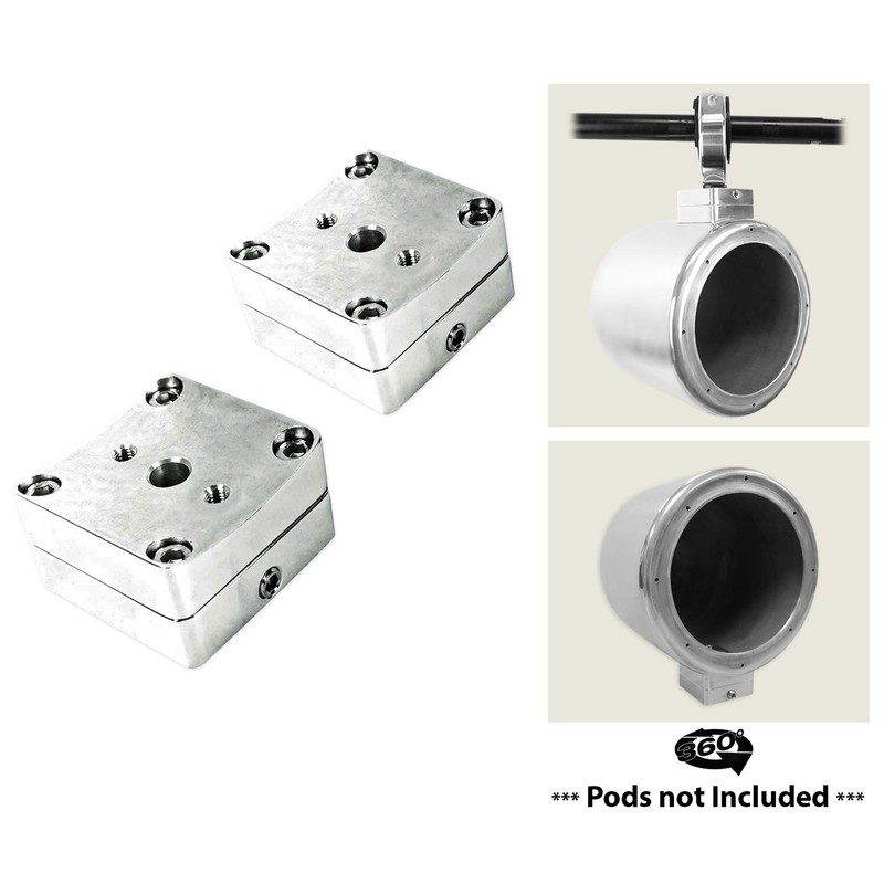 Rockville MAC360C (2) 360-Degree Swivel Tower/Surface Mount Clamps, Marine-Grade Aluminum,