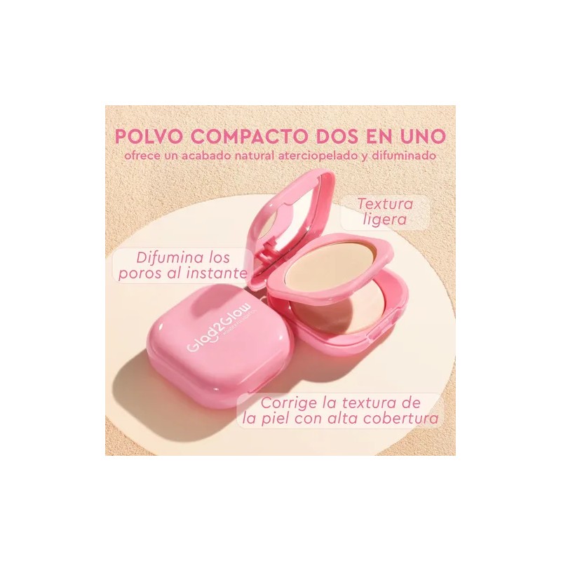 Glad2glow Perfect Blurring Powder Foundation Alta Cobertura