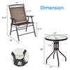 3-Piece Bistro Set, Patio Dining Furniture Set, Round Textured Glass