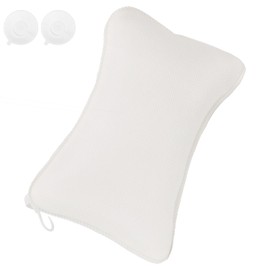 Bath Pillows for Head and Neck, Waterproof Bath Pillow for Bathtub with 2 Suction Cups, Comfortable SPA Bath Pillow, White