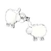 White Sheep Stud Earrings - Sterling Silver