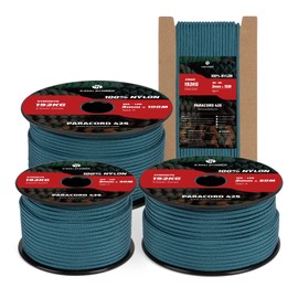 Kamu Synber Paracord 3 mm x 30 m Paracord 425 100% Nylon Rope Type II Cords with 3 Cores for Crafts, Outdoor, Camping, Survival, Load Capacity 192 kg, Teal Green