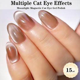 senvenski Jelly Glass Cat Eye Gel Nail Polish with Magnet 15ML Magnetic 3D Galaxy Holographic Glitter Translucent Sheer Color Gel Polish Salon Home DIY (Champagne, 0.5fl oz)