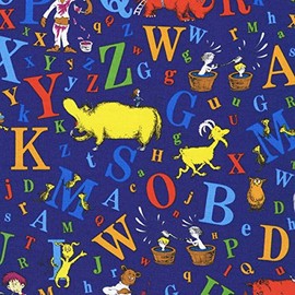Robert Kaufman Fabrics Dr Seuss ABC Alphabet Navy