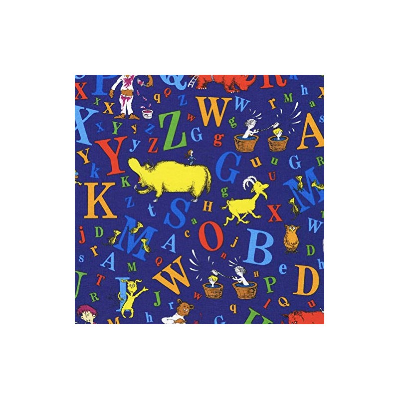 Robert Kaufman Fabrics Dr Seuss ABC Alphabet Navy