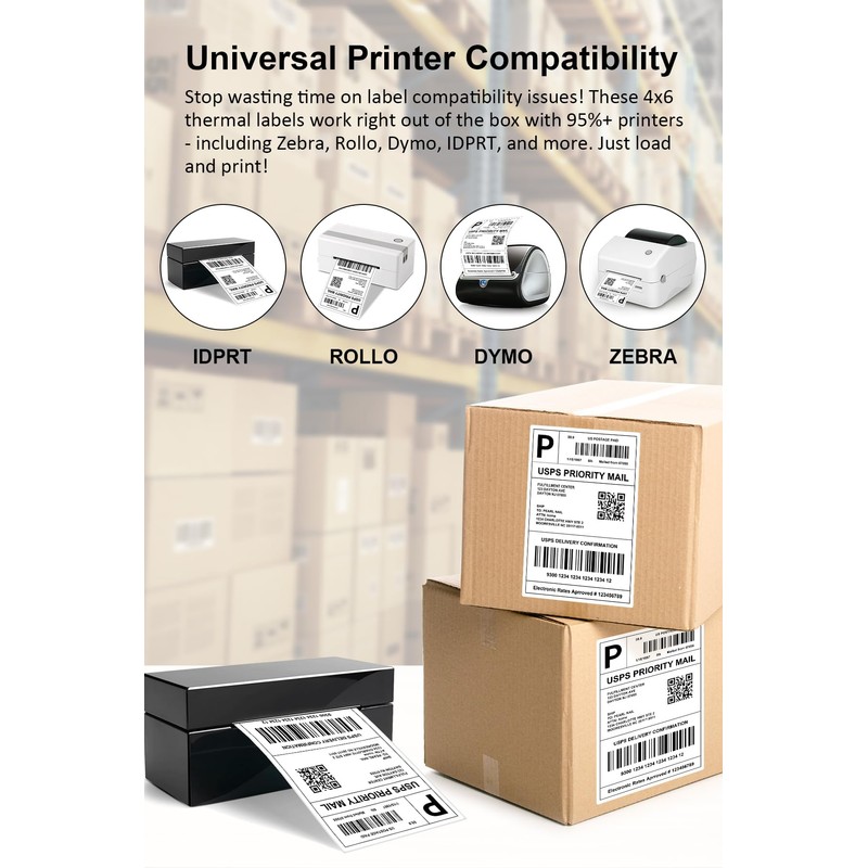 Razuvo 4x6 Thermal Labels - Waterproof Shipping Labels for Thermal