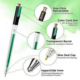 ZSCM Retractable Glitter Gel Pens, 12 Colors Large Capacity Green Glitter Metallic Gel Ink Pen, 1 mm Fine Point Smooth Writing Color Pens for Adult Coloring Book Note Taking Aesthetic Art Supplies