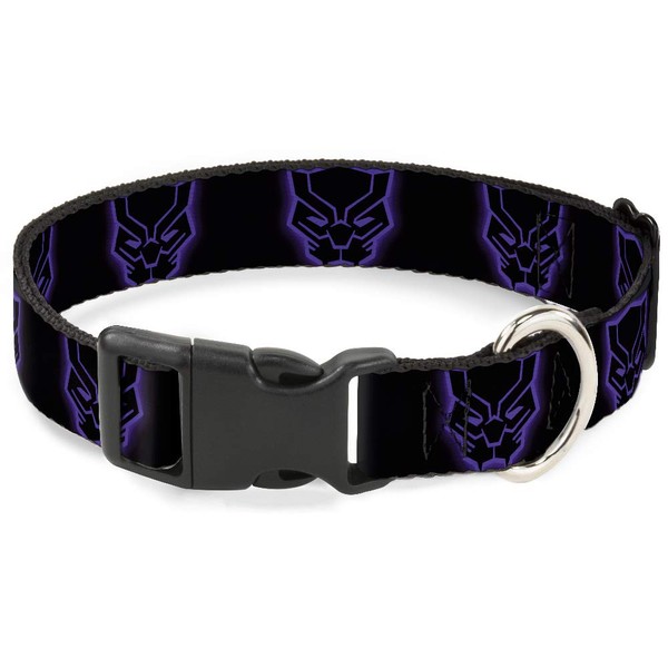 Buckle-Down Dog Collar Plastic Clip Black Panther Avengers Icon Black