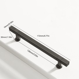 Xisakaca 2 Pack Gray Cabinet Pulls 5in(128mm) Furniture Hardware Door Handle Kitchen Pulls for Cabinets with Drill Mounting Template 6.77in(172mm) Overall Length