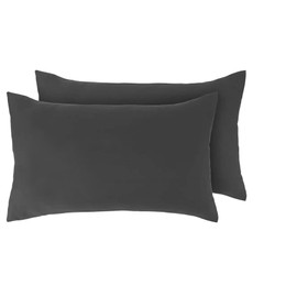 Rayyan Linen Pair of Pillowcases 100% Egyptian Cotton 200 Thread Counts, Pillow Cases 2 Pack (Charcoal Grey)