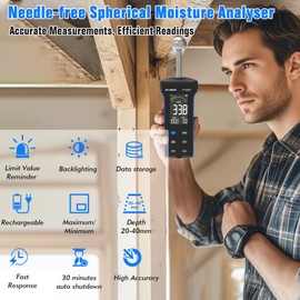 Hygrometer, INFURIDER 3 Inch HD Colour Large Screen Moisture Meter with Cloth Bag, 20-40 mm Depth Analysis Moisture Meter