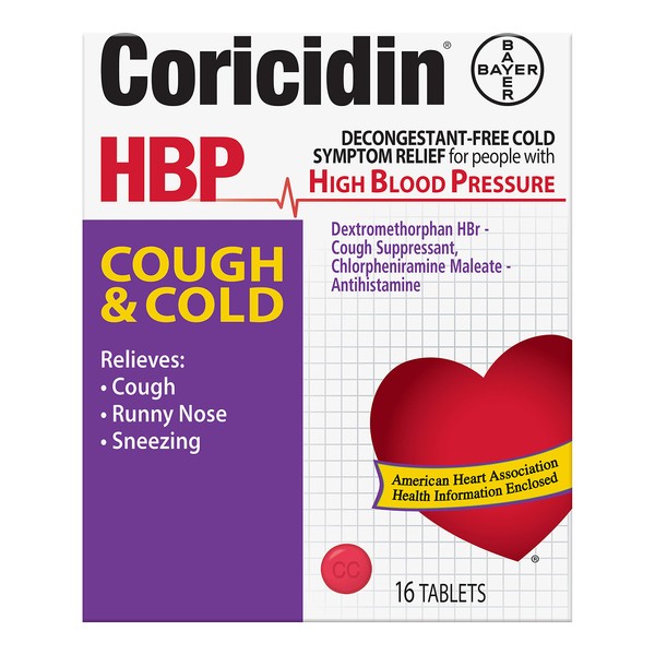 Coricidin HBP Cough & Cold Tablets - 16 Tablets, Pack of 2