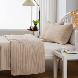 Quilt Set Twin Size Taupe | Lightweight Ultra Soft Microfiber Bedspread | 2 Piece Twin Coverlet for All Season | Parker Collection (Twin, Taupe)