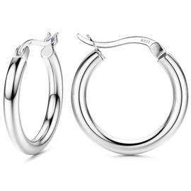 Chriscoco Hoop Earrings 925 Silver for Women Hoop Earrings Large Silver Hypoallergenic Lightweight Hoop Earrings Silver for Girls 13/15/20/25/30/40/50 mm, Silver, No Gemstone