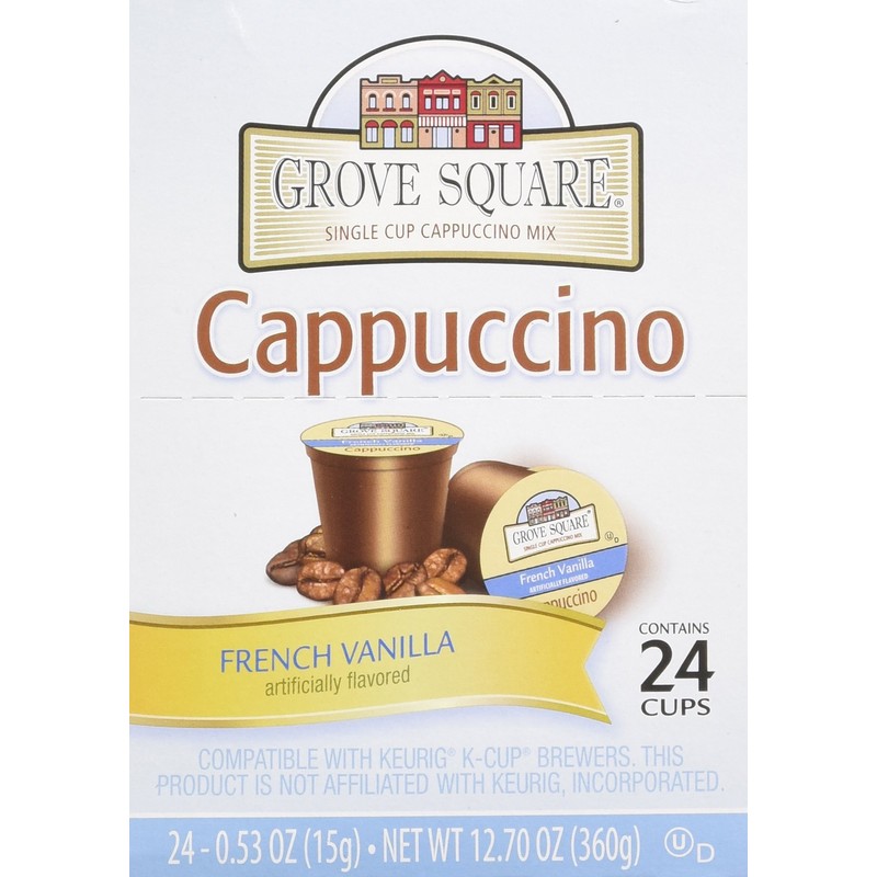 Grove Square Cappuccino Cups, French Vanilla, Single Serve Cup for