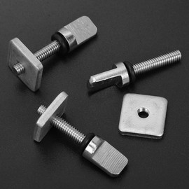 Lwuey Surfboard Tail Fin Screw Set, Longboard Sliding Screws Single Standard T Nut Screw with Plate Stainless Steel Tool Replacement Accessories Fit for Paddle Board Surfing