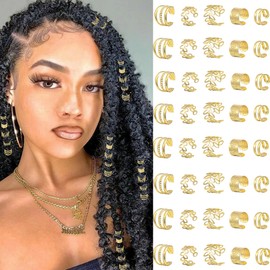 40 Pcs Gold Hair Clips Jewelry for Women Girls Men Braids Hair Accessories Dreadlock Beads Cuffs Metal Clips Braids Party Decorations