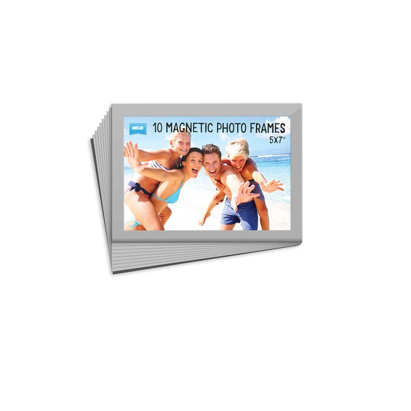 Shot2go Pack of 10 Magnetic Photo Frame Pockets 5x7 (Silver)