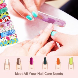 Flowery Nail Files Bulk (50 Pcs), 3.6 Inches Emery Board Nail File for Acrylic and Natural Nails,180 Grit Double Sided Fingernail Filer Pack Mini Professional Filers Manicure Pedicure Set