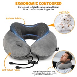 Rewondah Inflatable Neck Pillow – Comfortable Inflatable Travel Neck Pillow for Airplanes, Trains, Cars, Blow up Neck Pillows for Air Travel, Portable & Washable, Perfect for Long Journeys