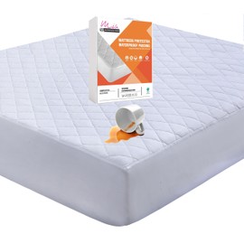 Waterproof Mattress Protector King Size - 30cm Extra Deep Fitted Sheet Style Ultra Soft Quilted Topper Hypoallergenic Mattress Cover (White, King)