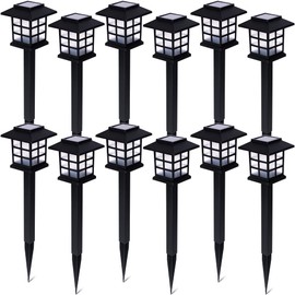 ZONETECH Outdoor Solar Powered Light – LED Twelve Pack Bright Premium Quality Rain-Proof Walkway Path Patio Yard Lawn Garden Lamp (12 Pieces)