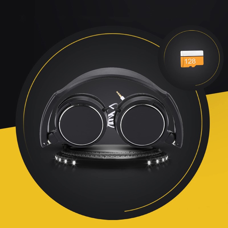 Stereo Headphones, Foldable Compact Wired Headset Stereo HiFi Music Headphones