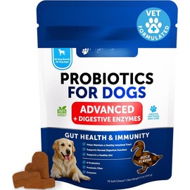 Probiotics for Dogs - Support Gut , Itchy Skin, Allergies, Immunity, Yeast Balance - Dog Probiotics and Digestive Enzymes with Prebiotics - Reduce Diarrhea, Gas - 120 Probiotic Chews for Dogs - Color: 70 Soft Chews, Size: Duck