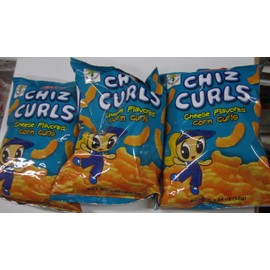 Chiz Curls Cheese Flavored Corn Curls Pack of 3 1.94 Oz Per Pack