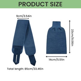 Back Scrubber for Shower, 33 Inches Back Washer with 2pcs Mitt, Double Layer/Side Back Shower Scrubber with Handles for Men & Women, Deep Exfoliating Back Strap Dead Skin Back Washer(Blue)