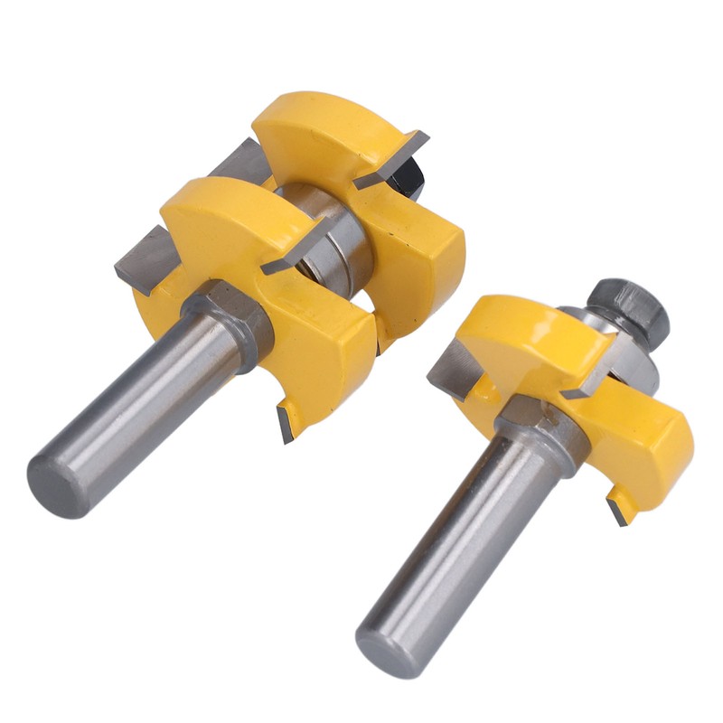 2Pcs Tongue Groove Router Bit T Shape 3 Teeth 2