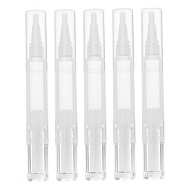 Ciieeo 5pcs Transparent Refillable Nail Oil Pens with Brush Tip Twist Container for Cuticle and Lip Oil Care Portable Makeup Applicator for Manicure and Professional Salon Use