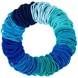Expressions 216-Piece Hair Ties, 4mm Hair Elastics Shades Of Blue Colors Value Pack, No Metal Hair Bands for Women, Durable Ponytail Holders For Thick Hair, Curly Hair and All Hair Types