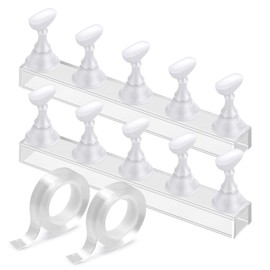 Etercycle Nail Stand Acrylic Nail Art Display Stand Practice Nail Holder for Painting Nails Magnetic Practice Stands with Double-sided Tape For Home DIY Salon Supplies (White)