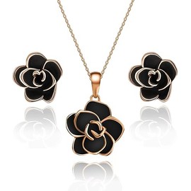 EVEVIC Rose Flower Necklace Earrings Set for Women 18K Gold Plated Hypoallergenic Jewelry Sets