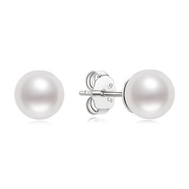 AINUOSHI Pearl Stud Earrings Silver 925 Freshwater Pearls Ladies Earrings Pearl Earrings Jewellery Gifts For Women Mum Girlfriend Her Christmas Mother's Day Valentine's Day