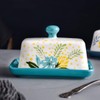 Ceramic Butter Dish with Lid, Wisenvoy Hand Painted Flower Design