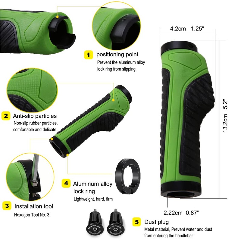Bicycle Grips Handlebar Grips Ergonomic Bicycle Handlebar Non-Slip Soft Rubber