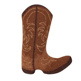 Peking Handicraft Brown Cowboy Boot 16" x 12" Hooked Wool Polyfill Throw Pillow